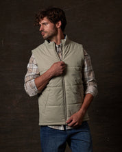 Matte Coated Shell Puffer Vest in Abbey Stone