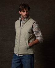 Matte Coated Shell Puffer Vest in Abbey Stone