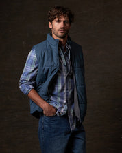 Matte Coated Shell Puffer Vest in Slate Blue