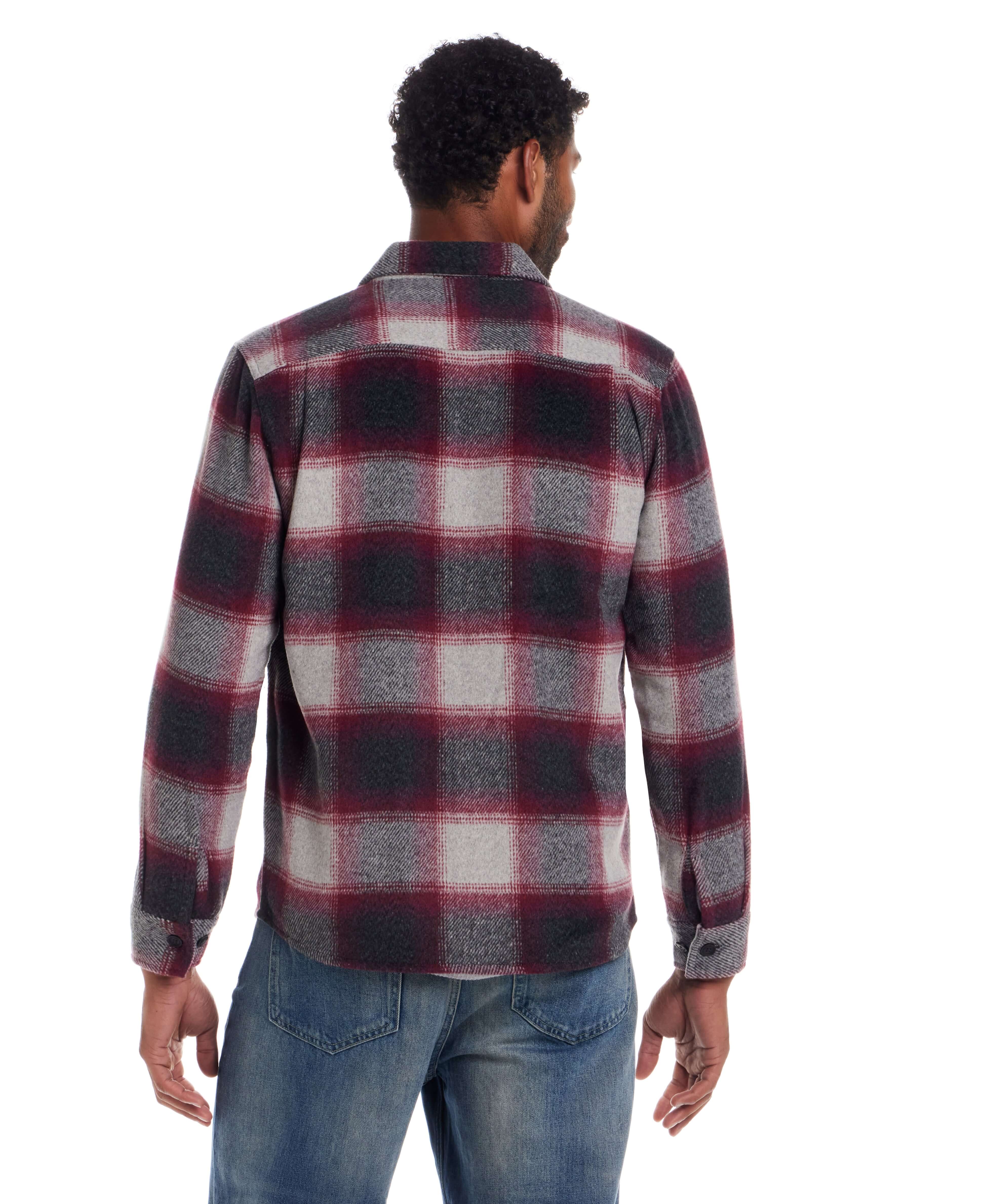 Brushed Unlined Shirt Jacket in Burgundy