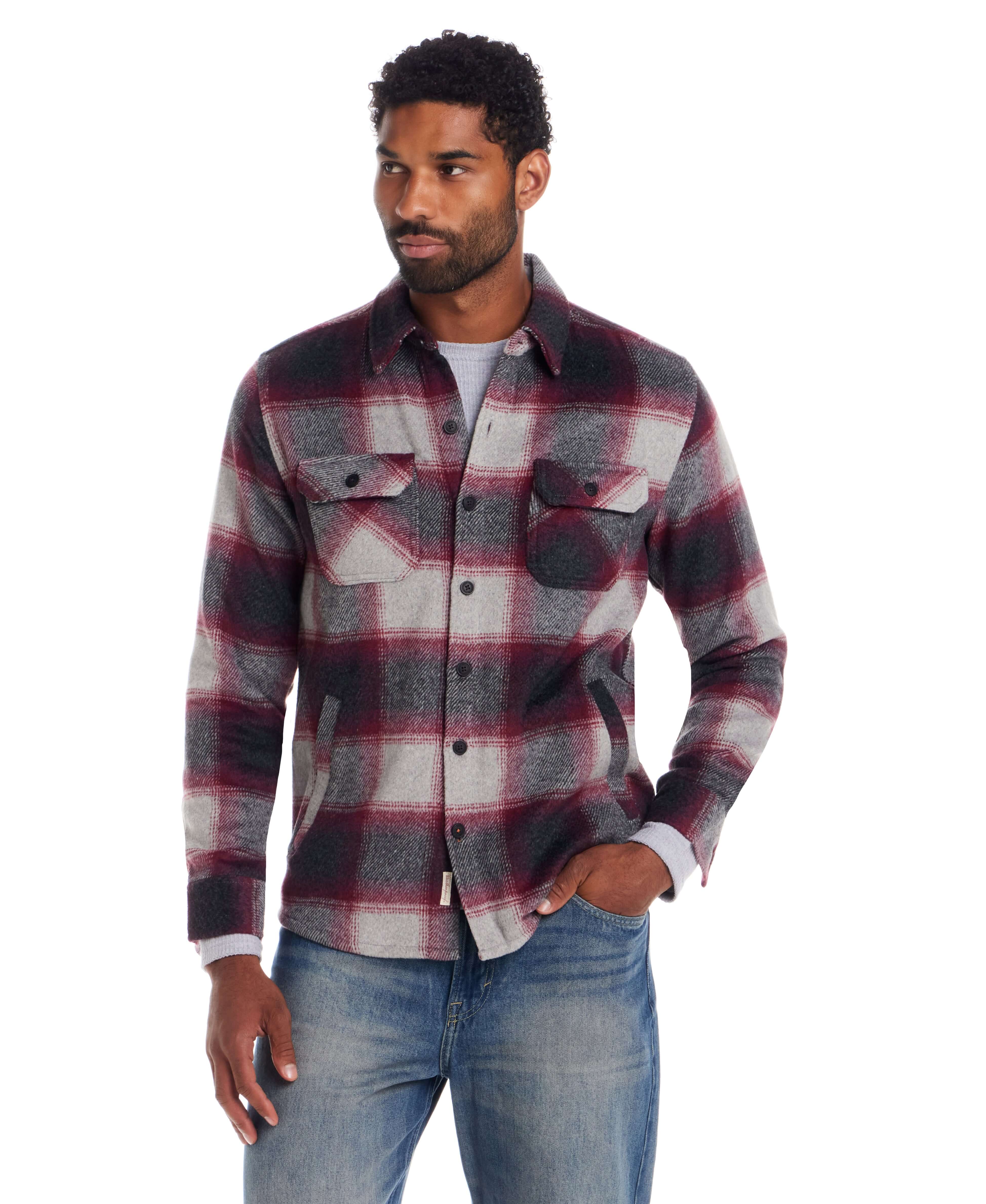 Brushed Unlined Shirt Jacket in Burgundy