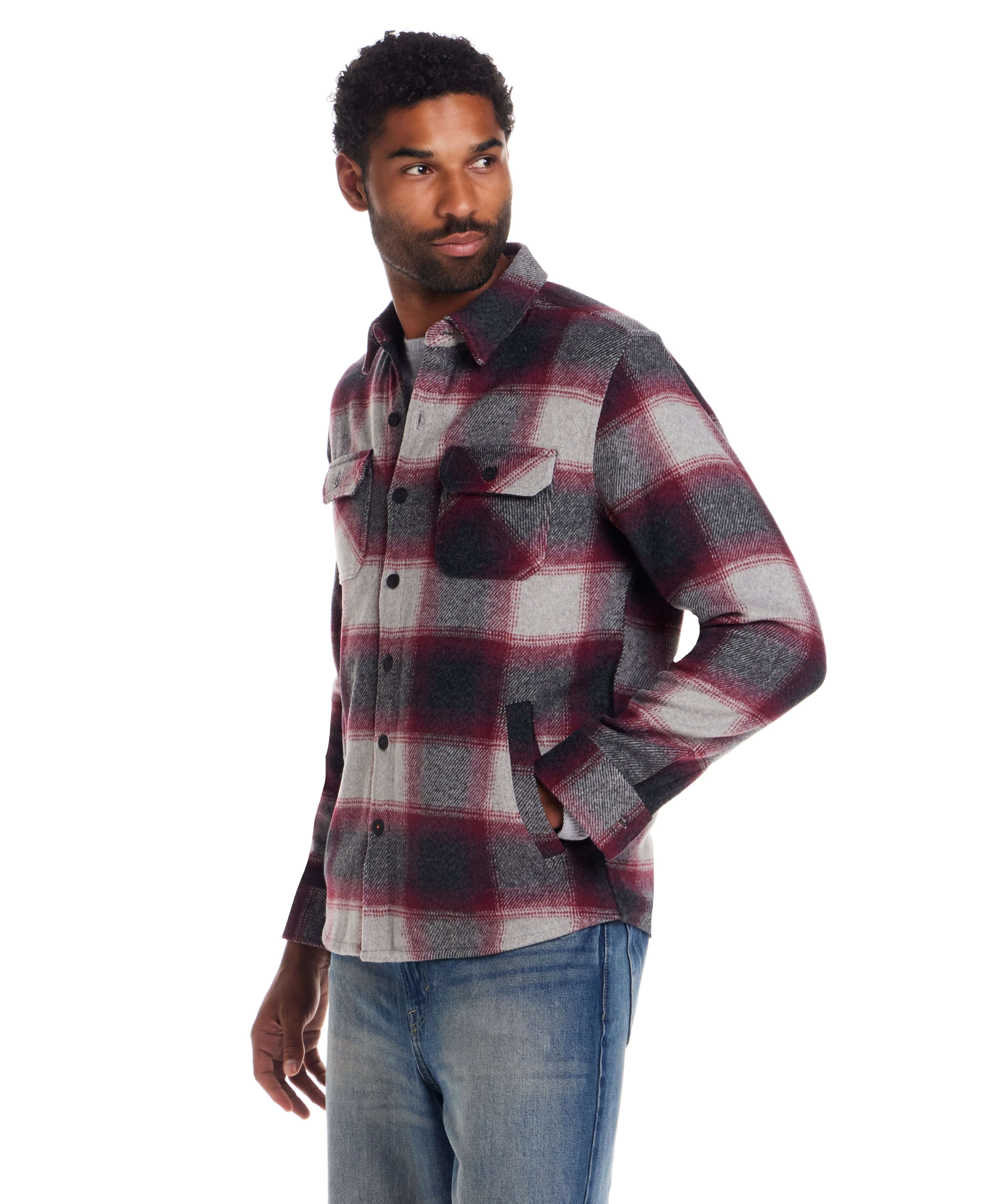 Brushed Unlined Shirt Jacket in Burgundy