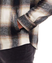 Brushed Unlined Plaid Shirt Jacket in Chocolate Cream
