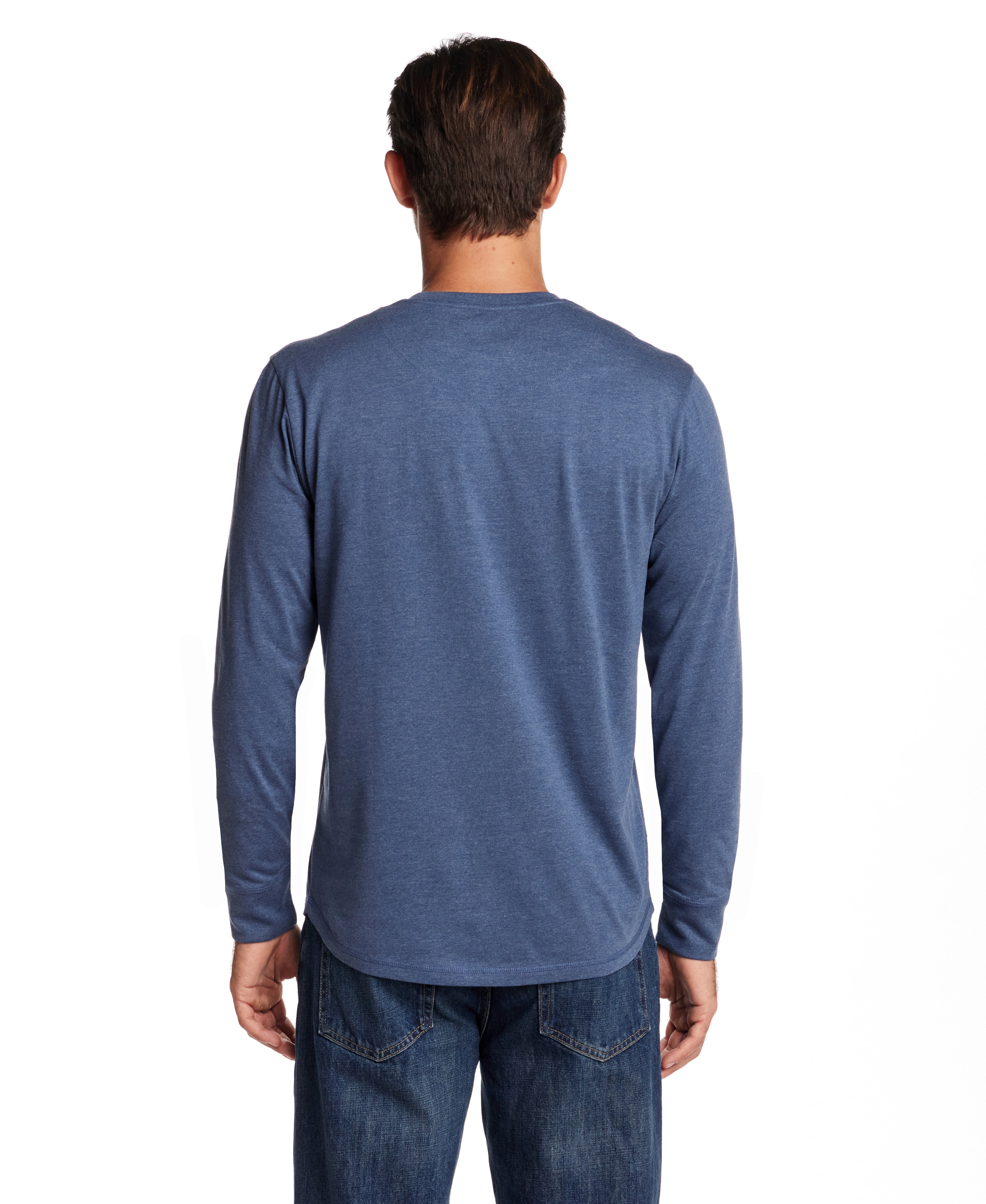 Long Sleeve Brushed Jersey Crew in Ensign Blue