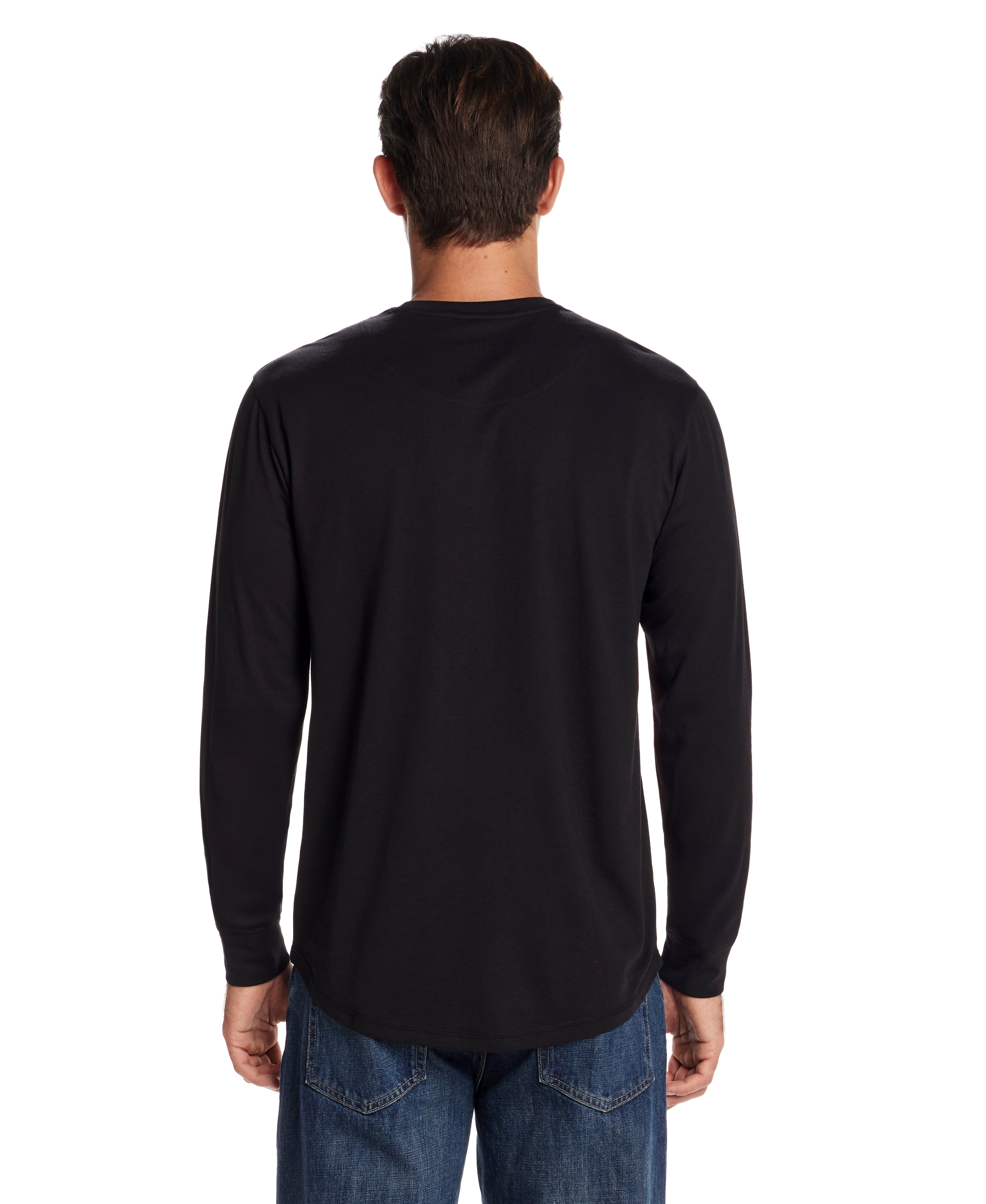 Long Sleeve Brushed Jersey Crew in Black