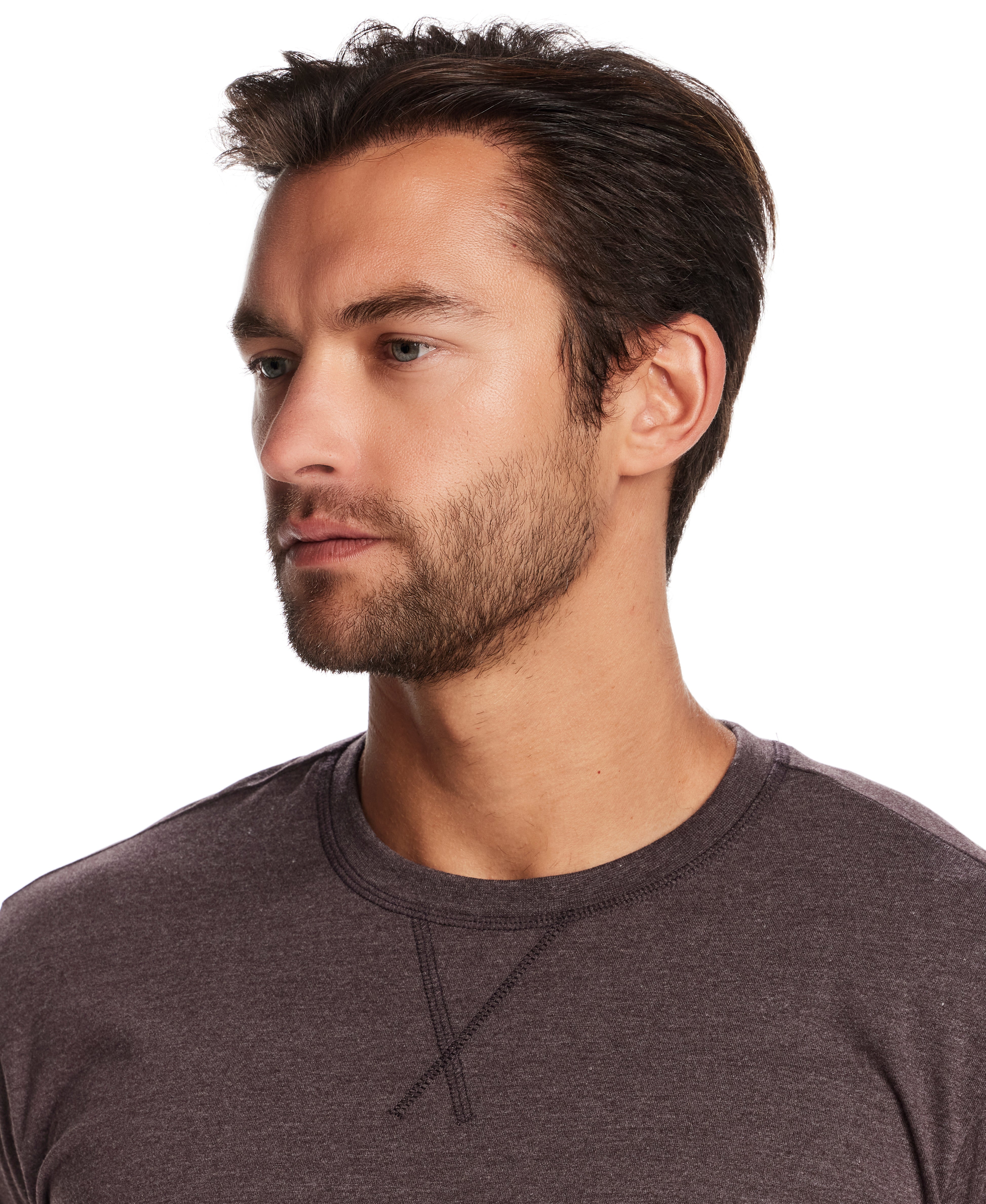 Long Sleeve Brushed Jersey Crew in Mole