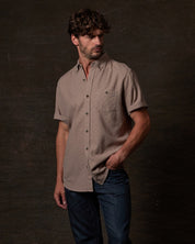 Short Sleeve Textured Dobby Button-Down in Mountain Trail