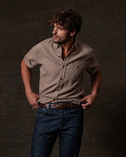 Short Sleeve Textured Dobby Button-Down in Mountain Trail
