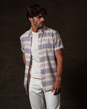 Short Sleeve Burnout Dobby in Insignia Blue