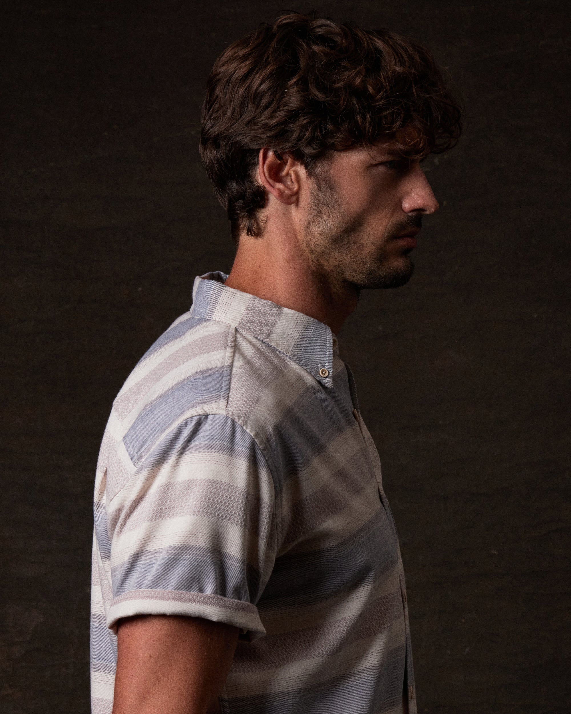 Short Sleeve Burnout Dobby in Insignia Blue