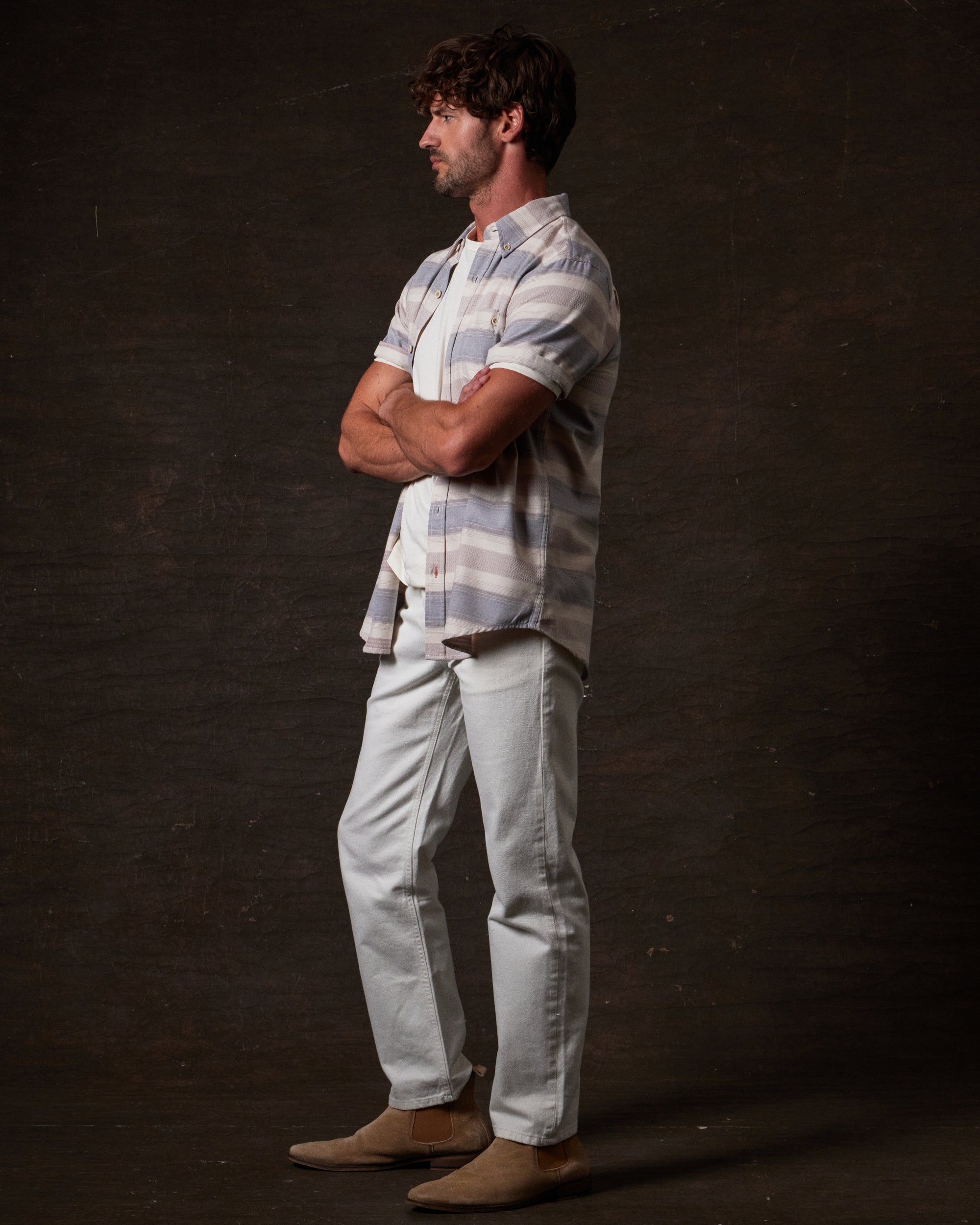 Short Sleeve Burnout Dobby in Insignia Blue