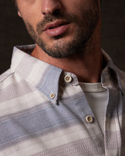 Short Sleeve Burnout Dobby in Insignia Blue