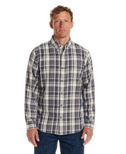 Long Sleeve Burnout Flannel shirt in Nine Iron for men, featuring a classic fit and soft lightweight fabric.