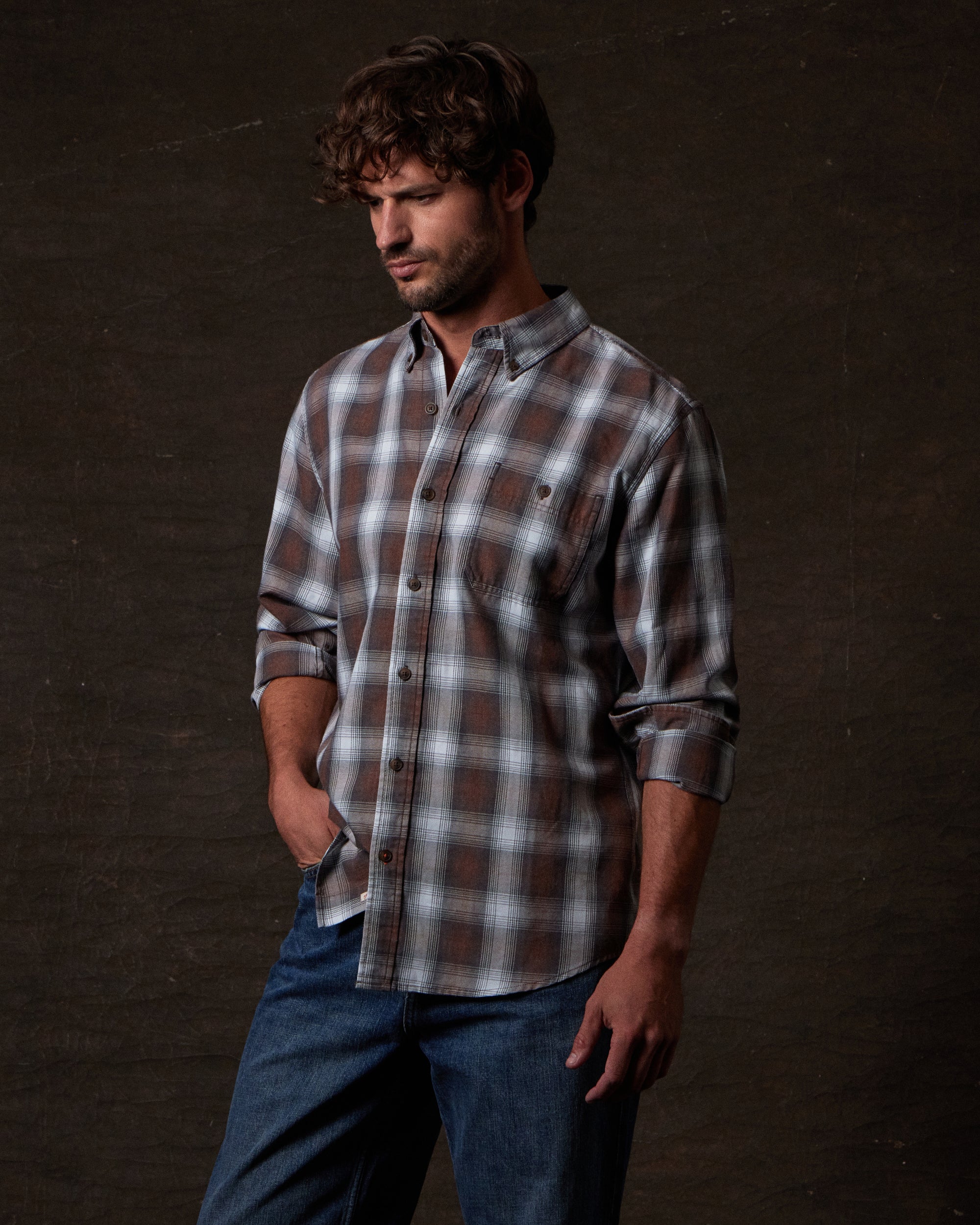 Long Sleeve Burnout Flannel in Chicory