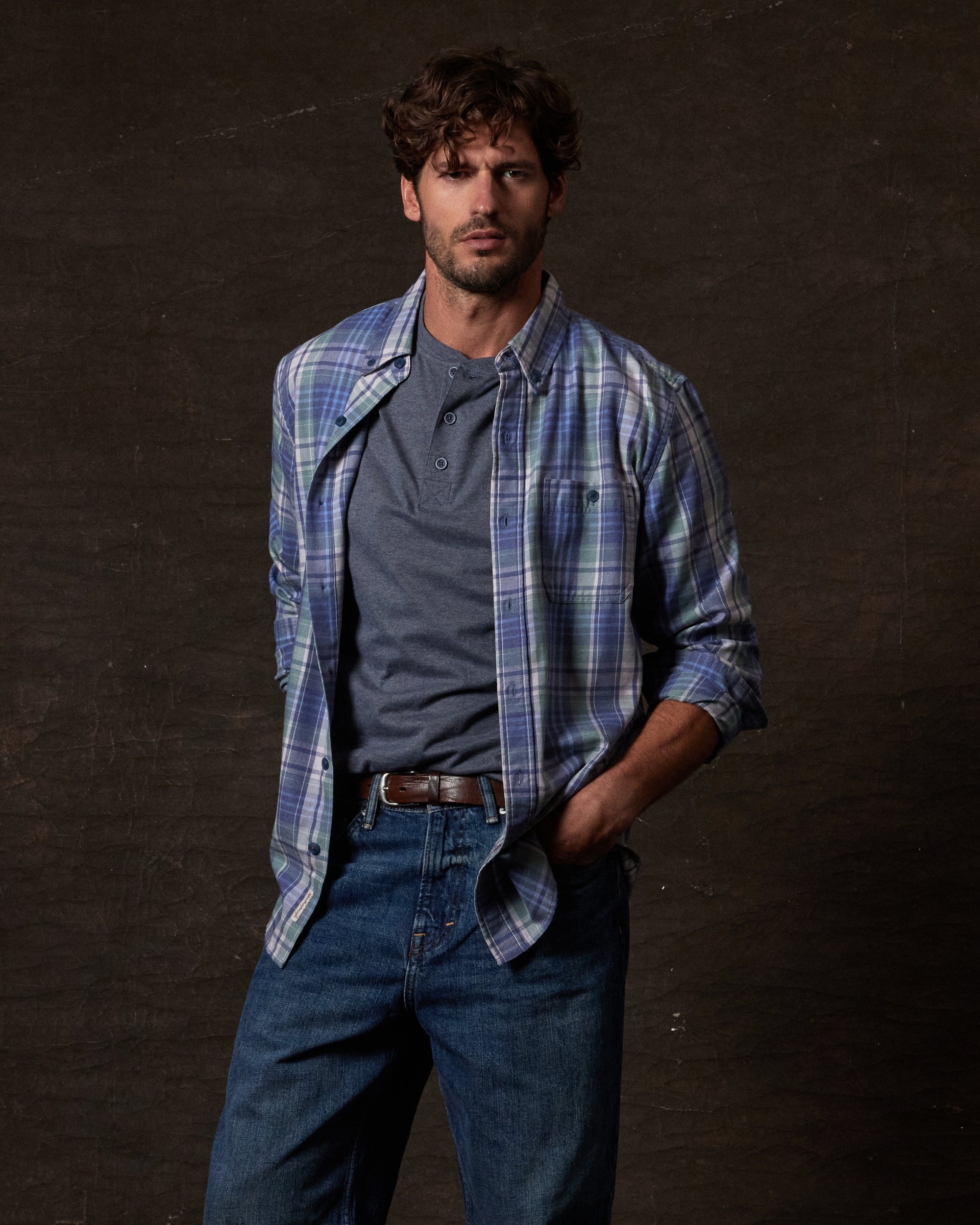 Long Sleeve Burnout Flannel in Dutch Blue
