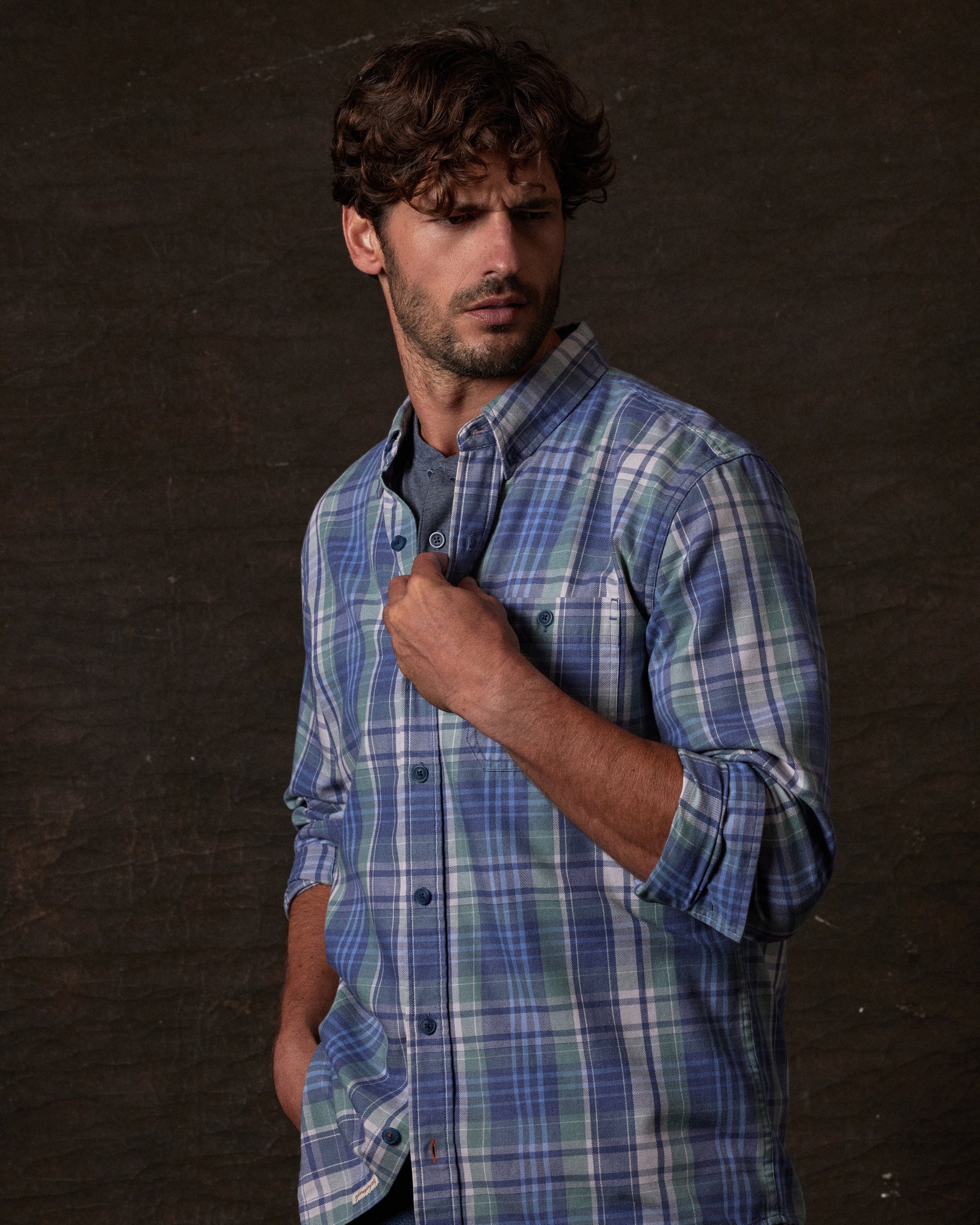 Long Sleeve Burnout Flannel in Dutch Blue