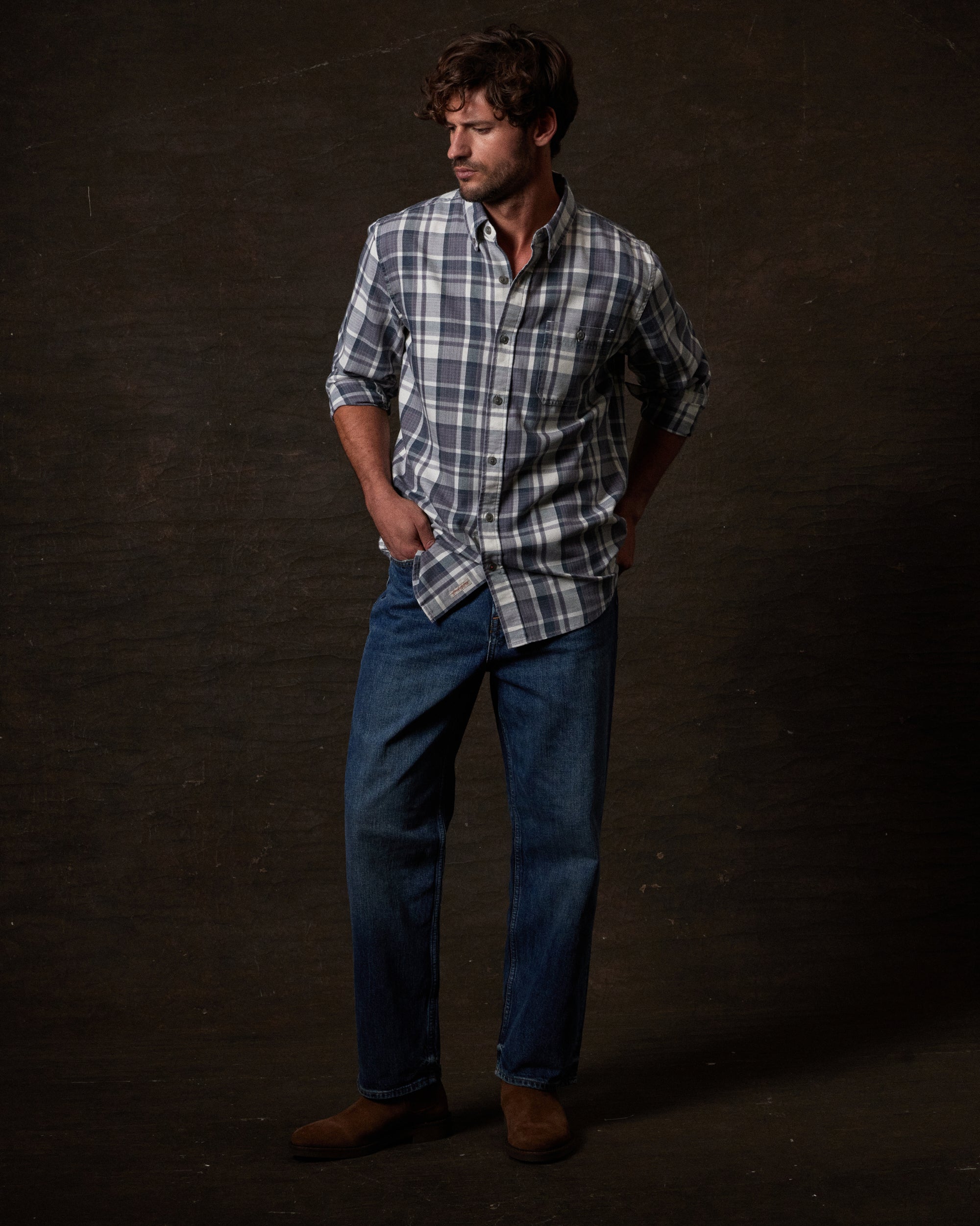 Long Sleeve Burnout Flannel in Nine Iron