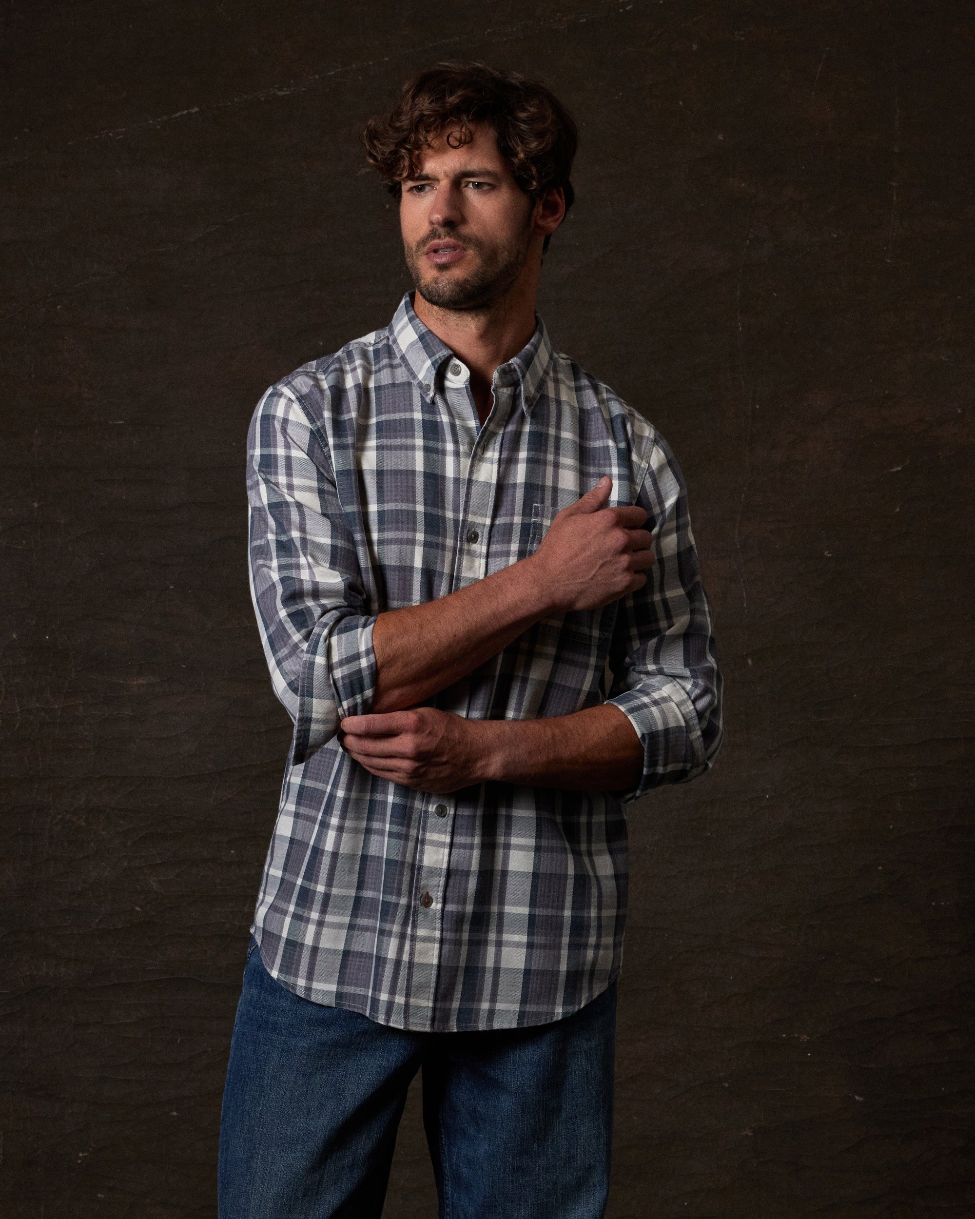 Long Sleeve Burnout Flannel in Nine Iron