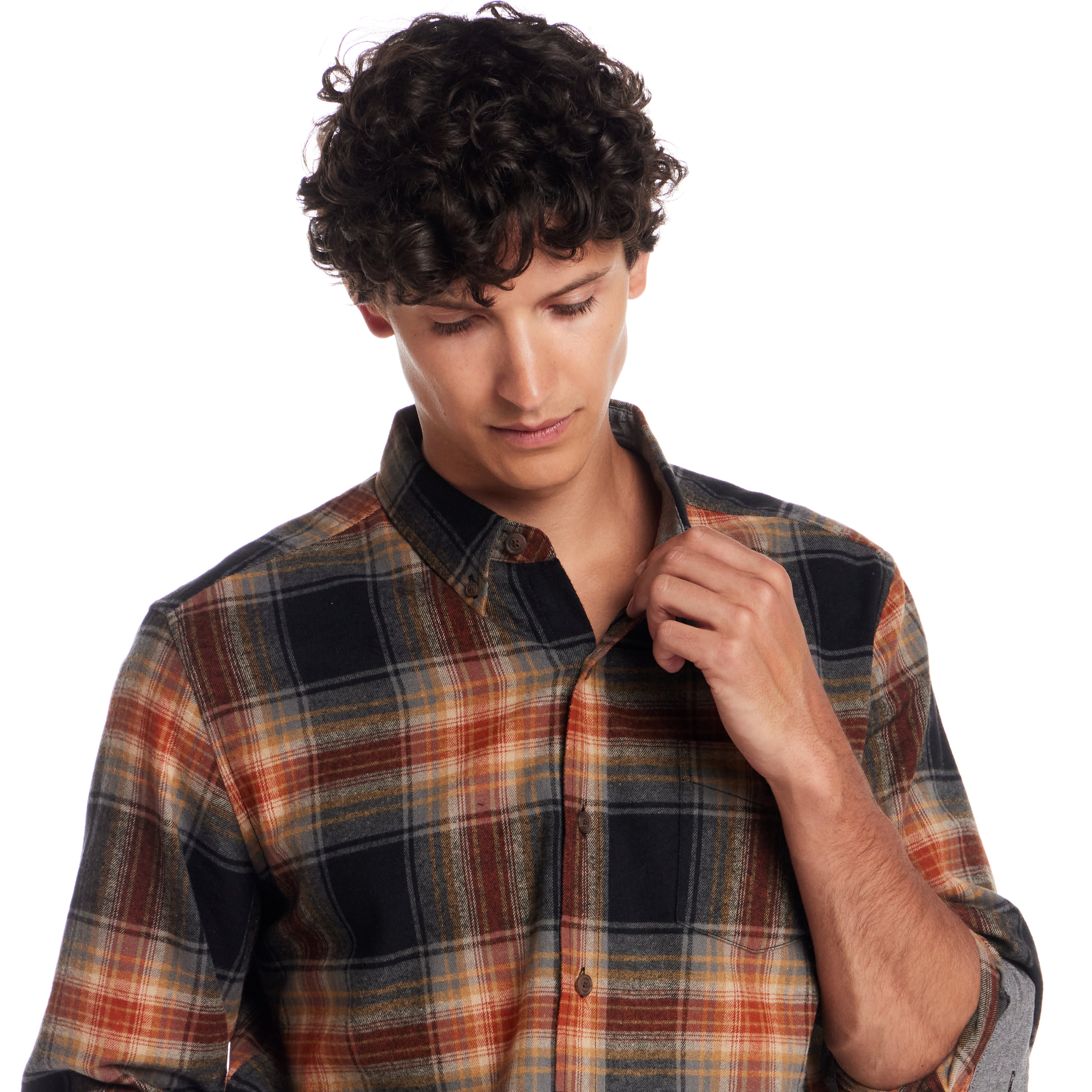 Long Sleeve Brushed Flannel in Bombay Brown