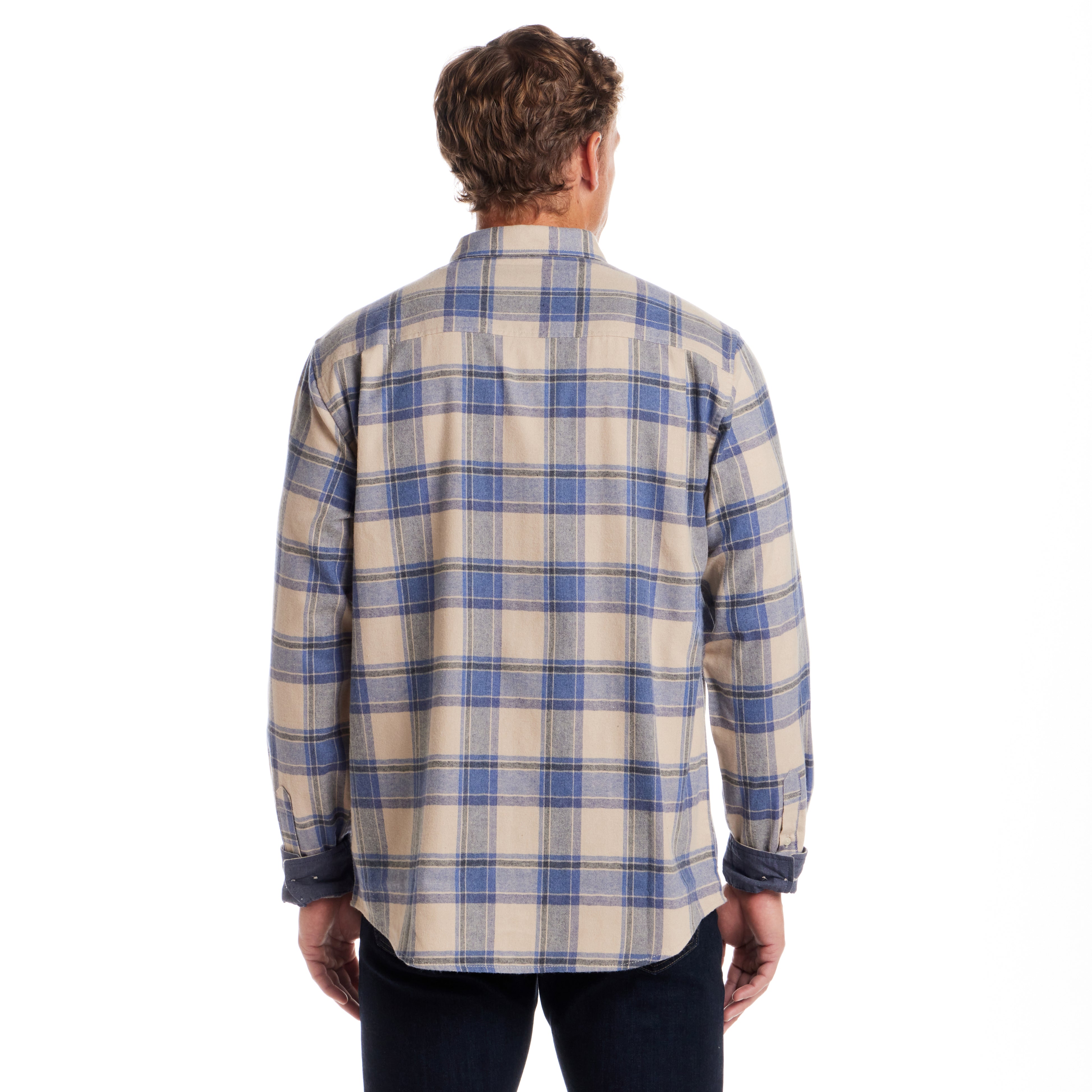 Long Sleeve Brushed Flannel in Dusk Blue