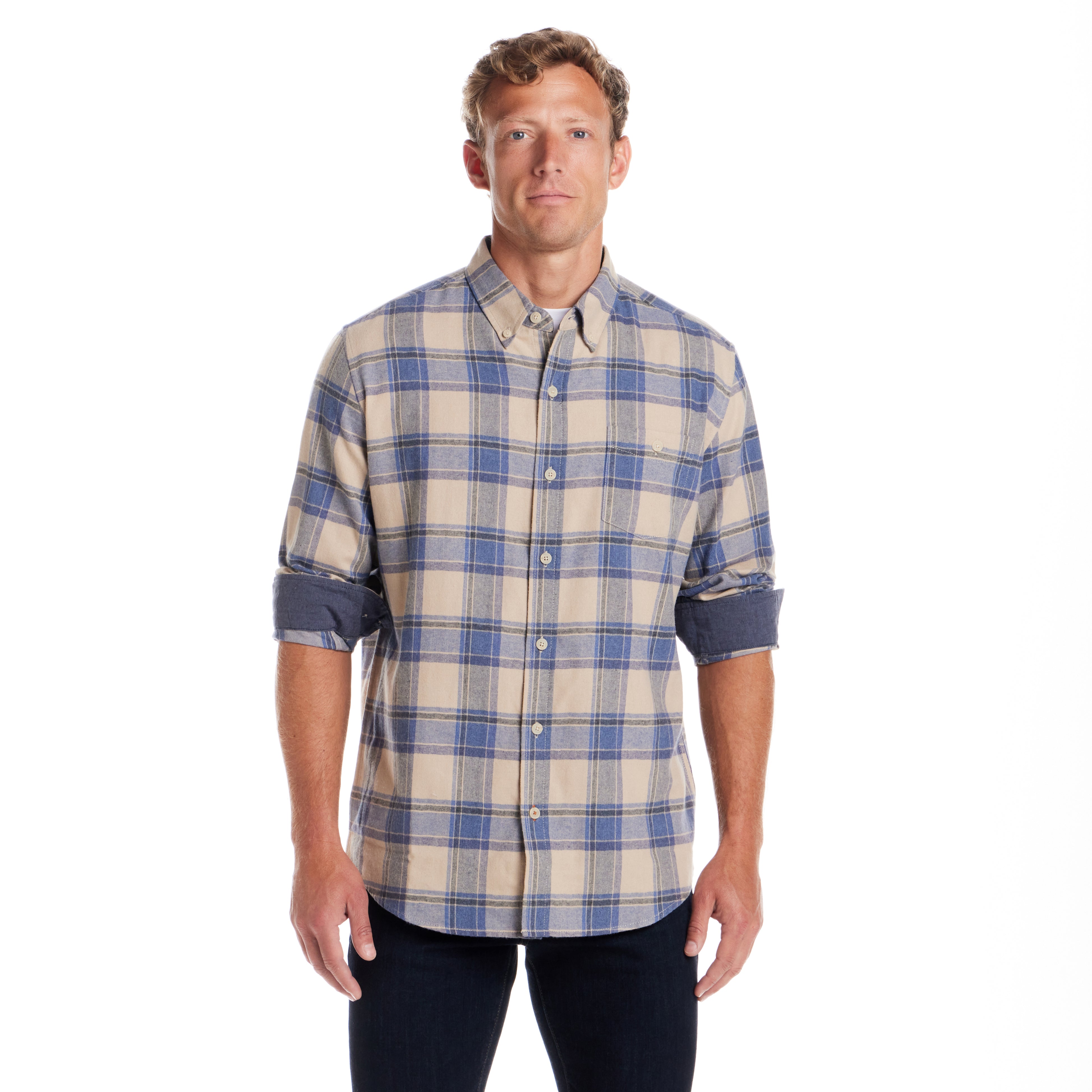 Long Sleeve Brushed Flannel in Dusk Blue