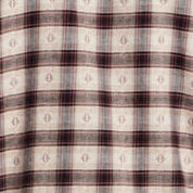 Merlot plaid pattern of a long sleeve brushed flannel shirt, showcasing a rustic and classic design in soft cotton blend.