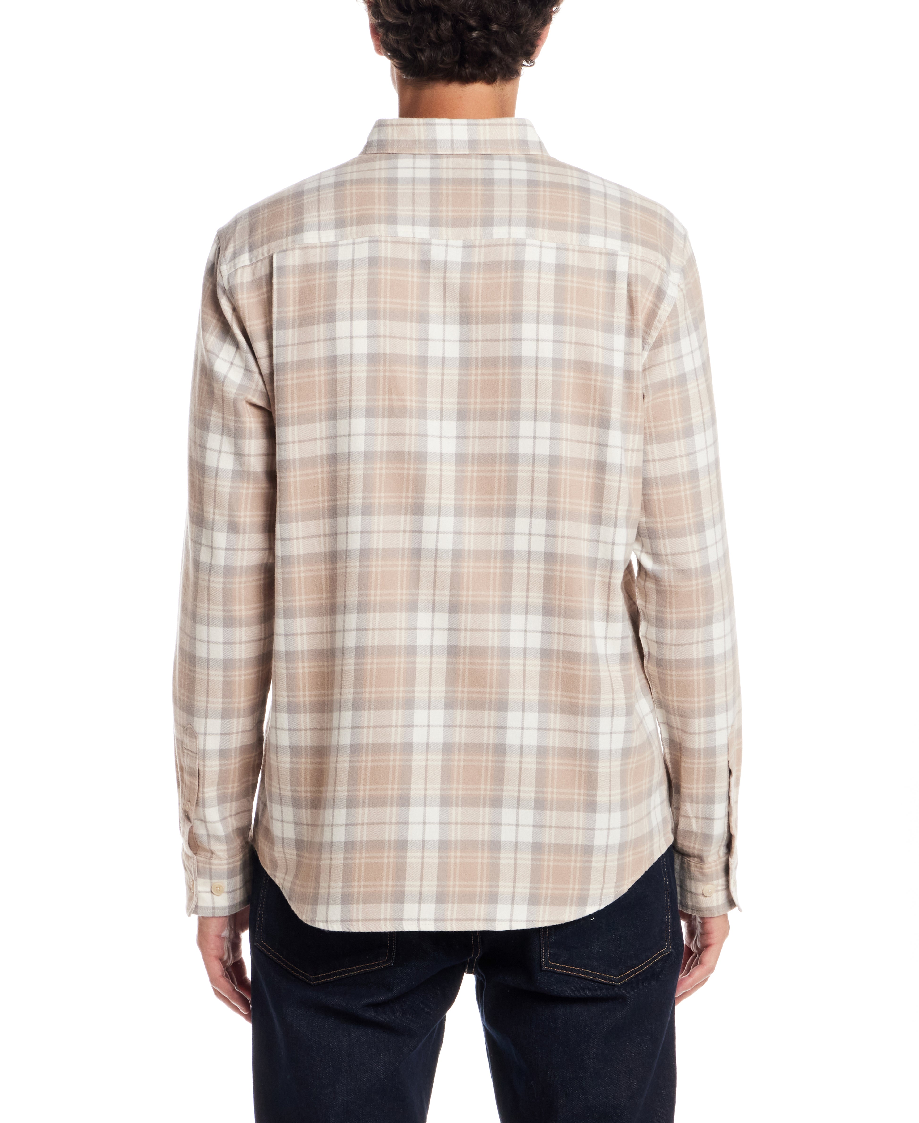 Long Sleeve Brushed Flannel in Beige