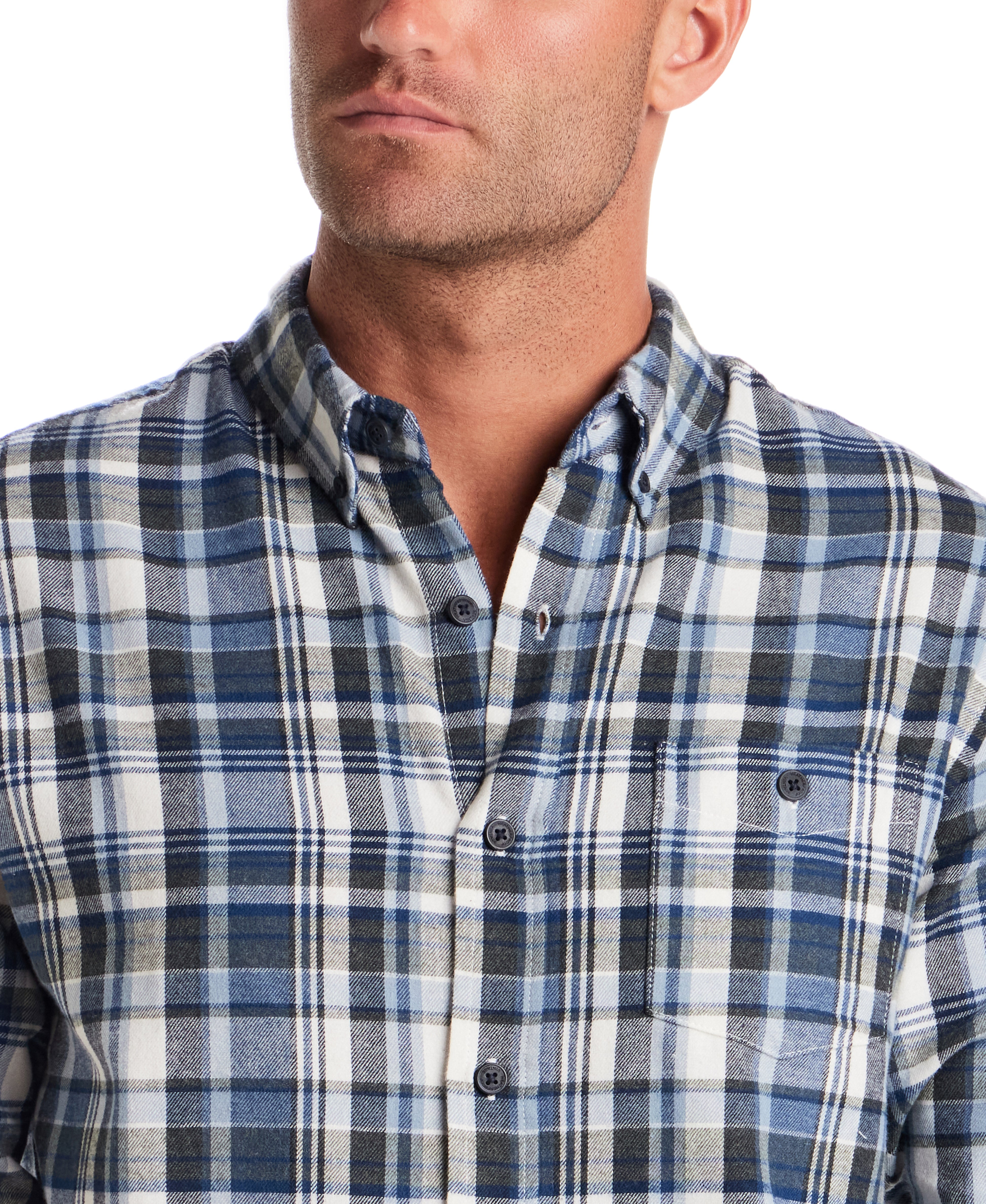 Long Sleeve Brushed Flannel in Blue Fusion