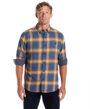 Long Sleeve Brushed Flannel in Delft Blue