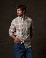 Long Sleeve Brushed Flannel in Beige