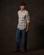 Long Sleeve Brushed Flannel in Beige