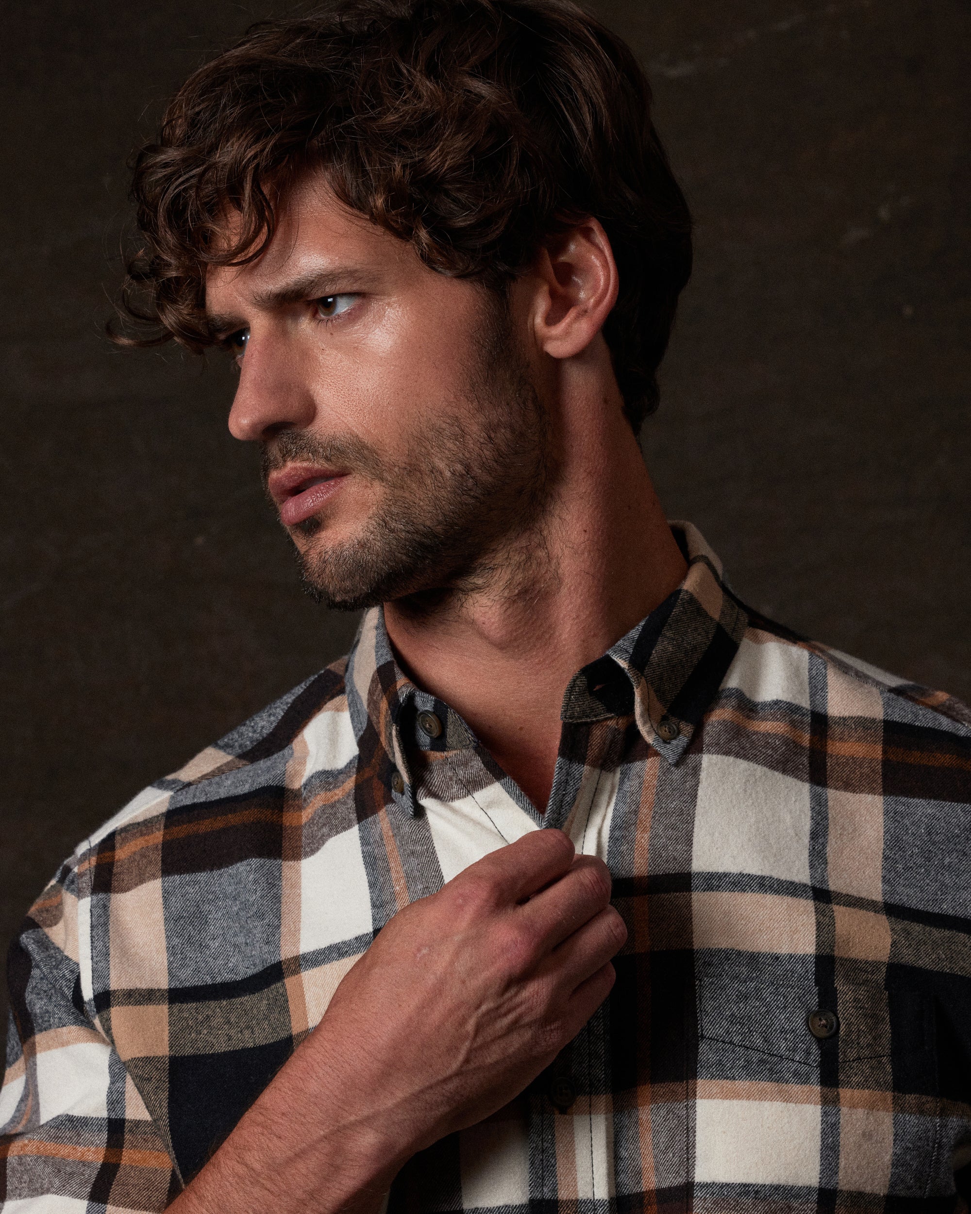 Long Sleeve Brushed Flannel in Caramel Cafe