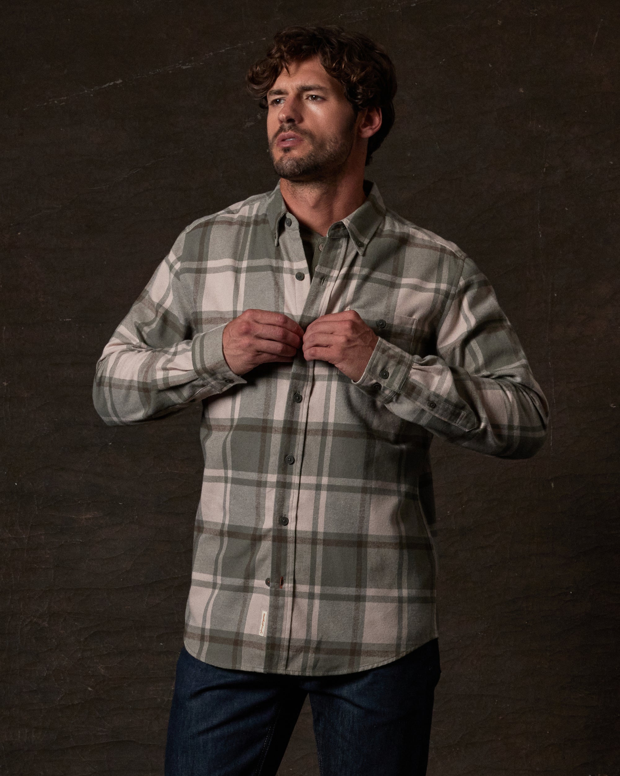 Long Sleeve Brushed Flannel in Kalamata