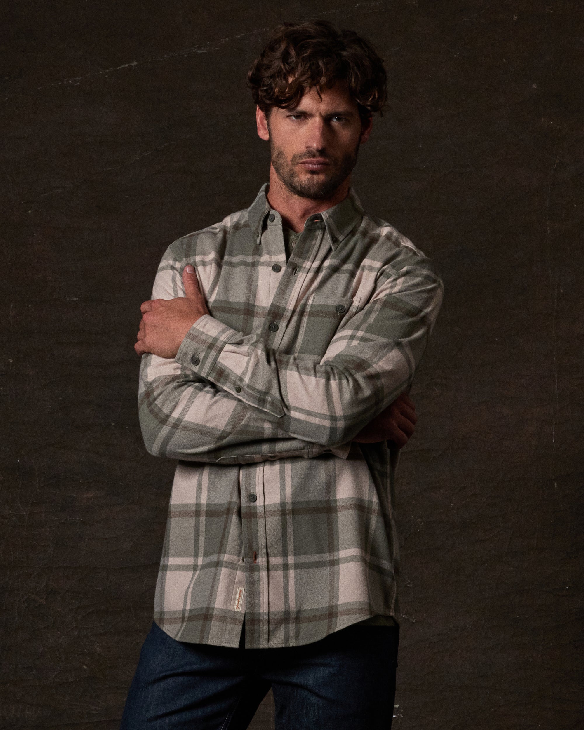Long Sleeve Brushed Flannel in Kalamata