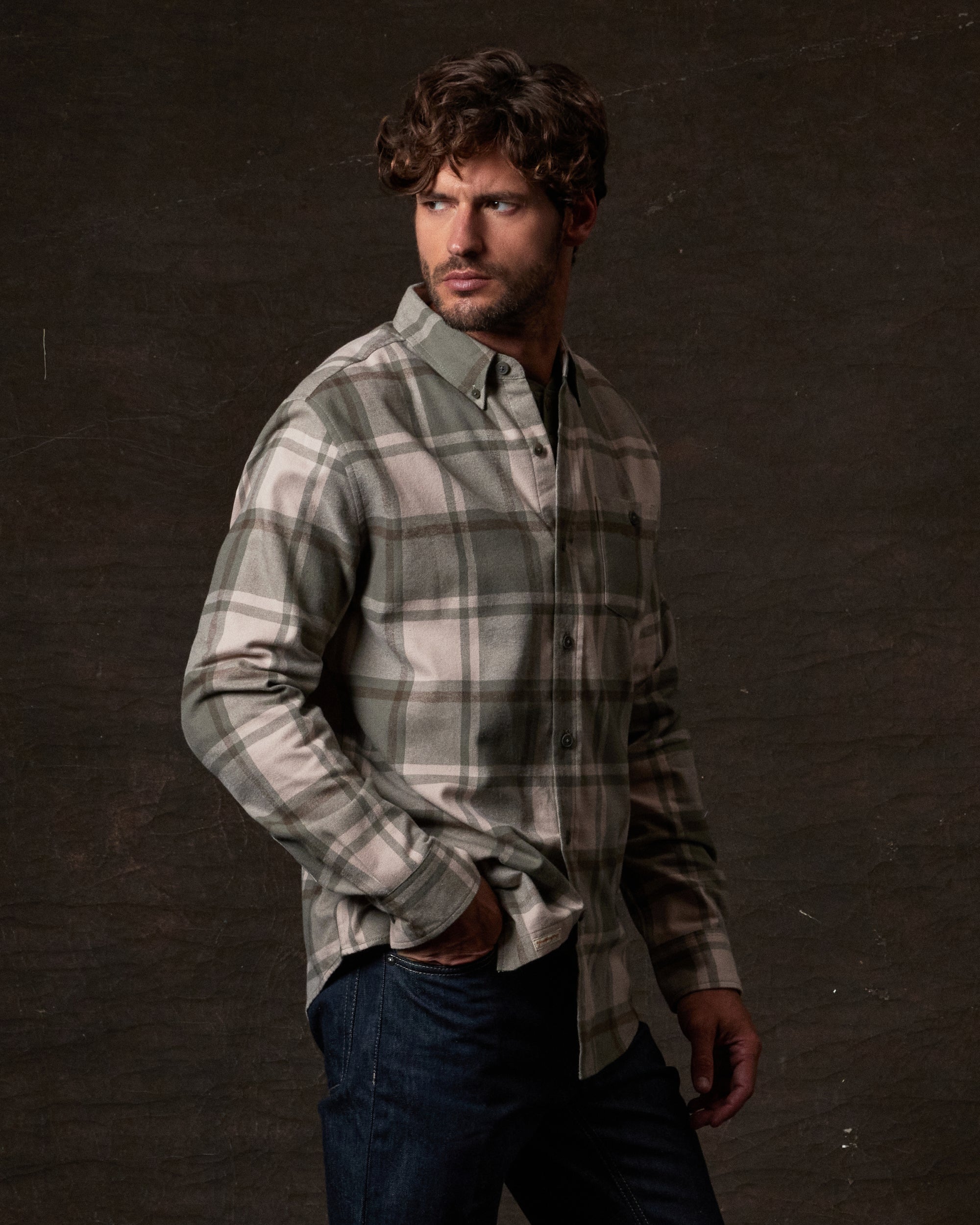 Long Sleeve Brushed Flannel in Kalamata
