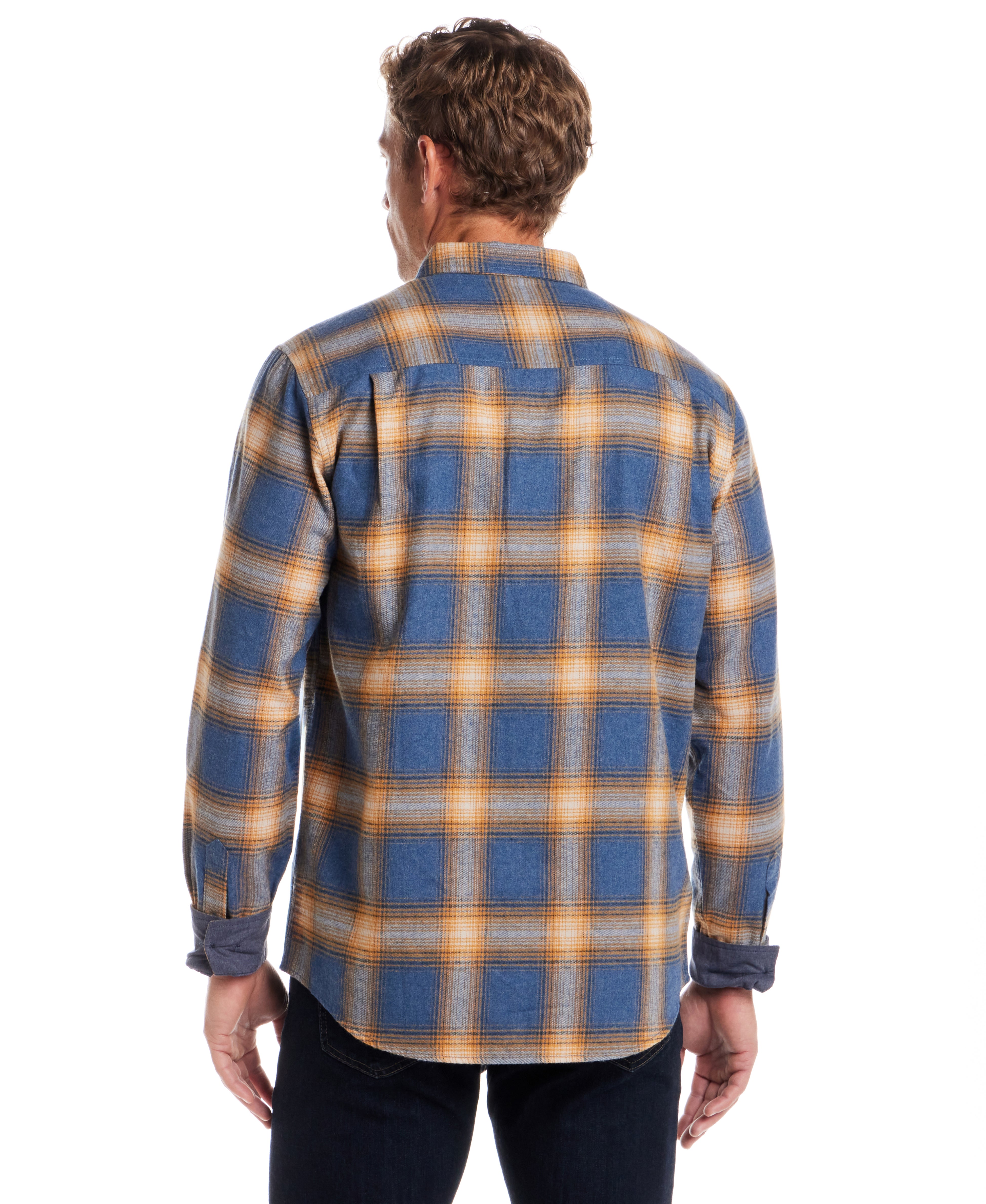 Long Sleeve Brushed Flannel in Delft Blue