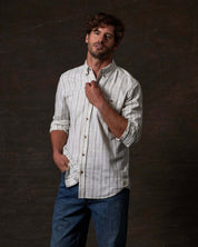 Long Sleeve Textured Shirt in Ecru
