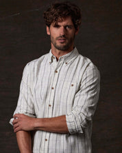 Long Sleeve Textured Shirt in Ecru