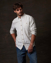 Long Sleeve Textured Shirt in Ecru