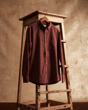 Long Sleeve Pebble Corduroy Shirt in Syrah