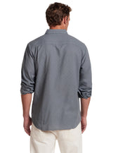 Long Sleeve Textured Dobby Shirt in Storm Blue