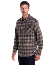 Long Sleeve Chalk Distressed Flannel Plaid in Ebony