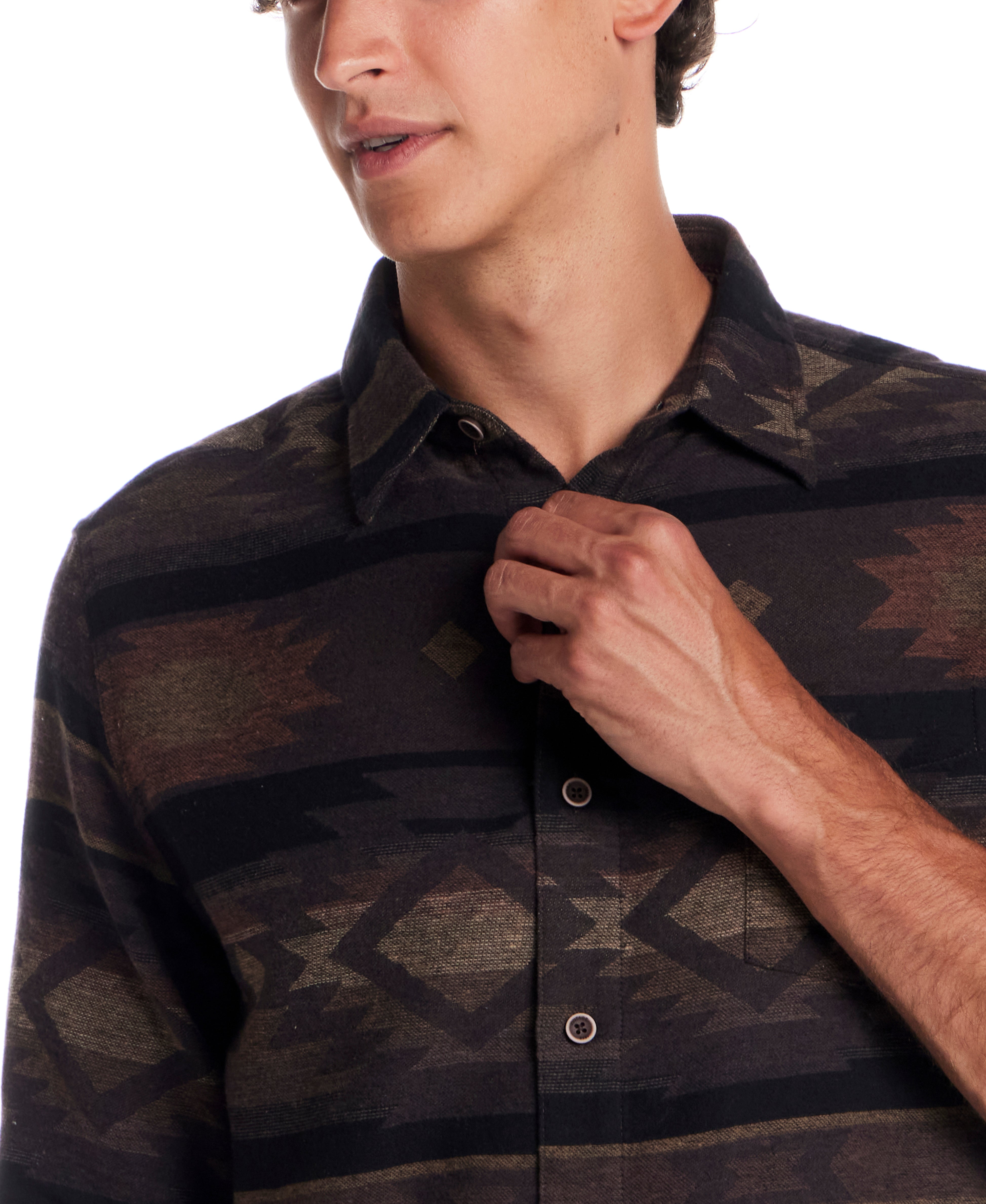 Southwest Unlined Jacquard Overshirt in Chocolate Torte
