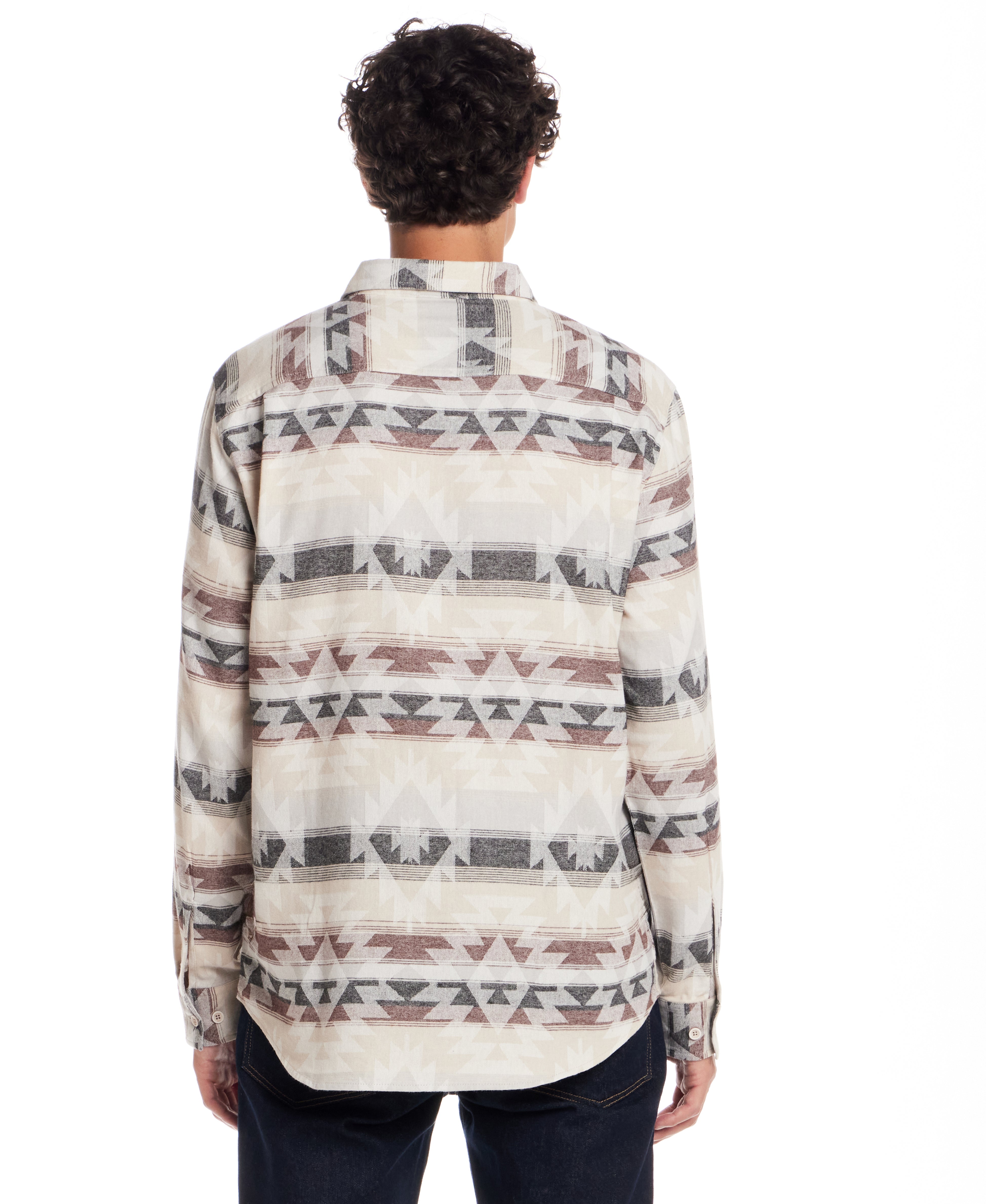 Southwest Unlined Jacquard Over-shirt in Seed Pearl