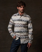 Southwest Unlined Jacquard Over-shirt in Seed Pearl