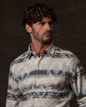 Southwest Unlined Jacquard Over-shirt in Seed Pearl