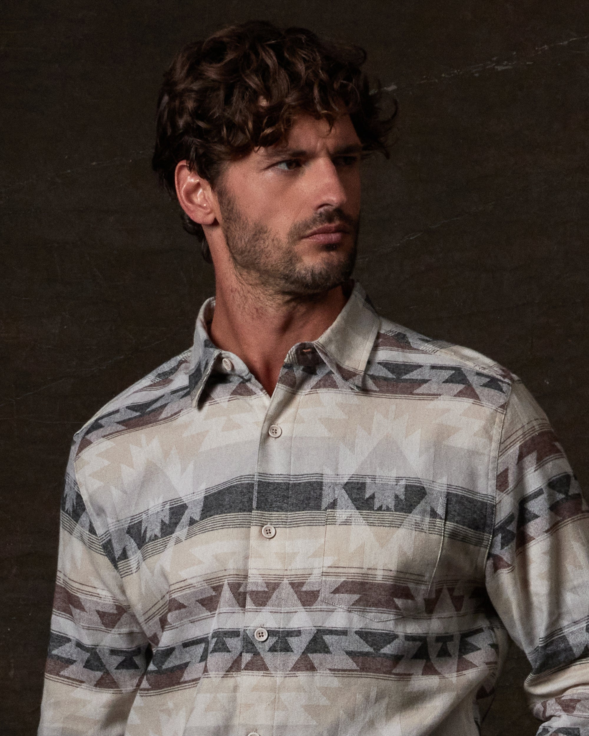Southwest Unlined Jacquard Over-shirt in Seed Pearl