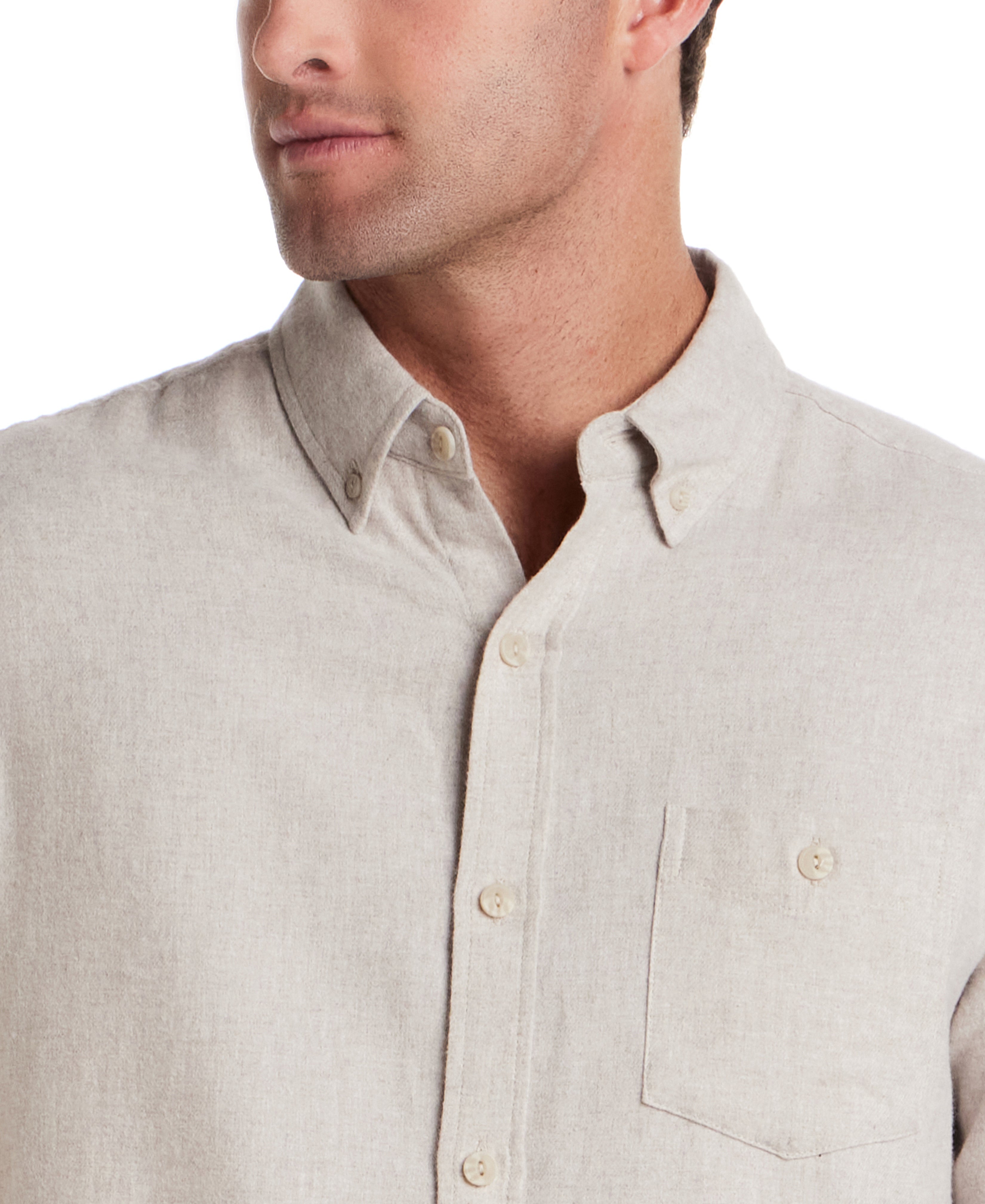 Long Sleeve Antique Heather Flannel in Natural
