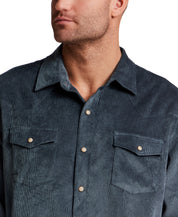 Stretch Corduroy Western Shirt in Slate Blue