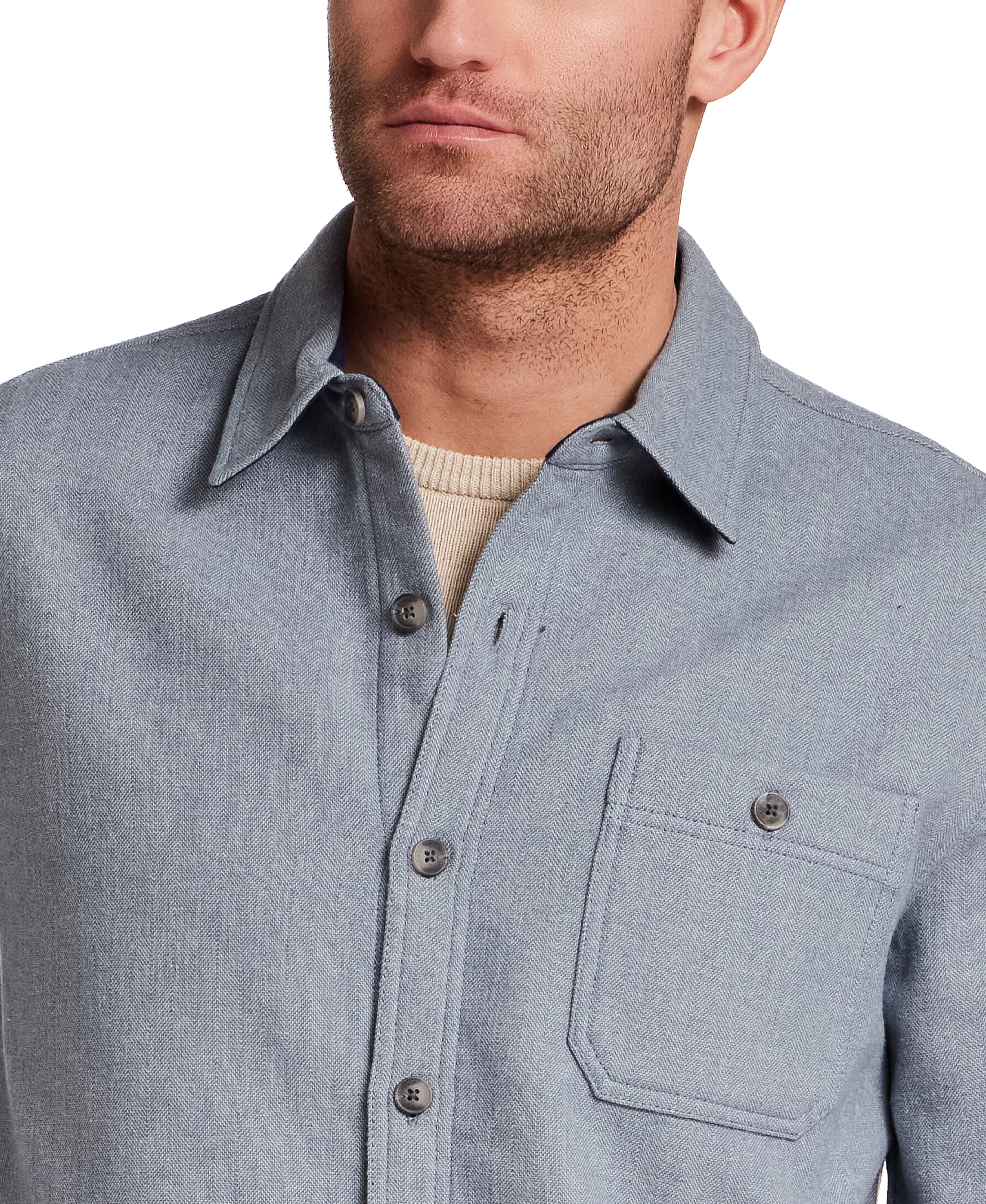 Herringbone Bonded Fleece Shirt Jacket in Bering Sea